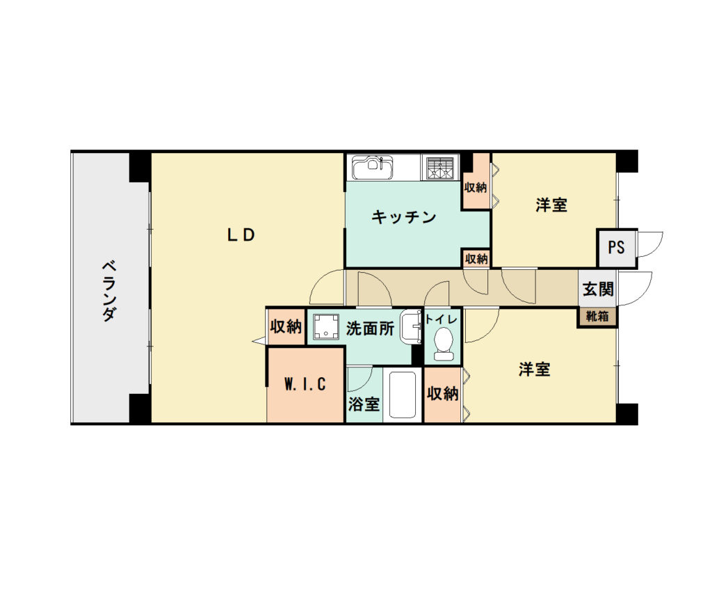 間取　＊和室は洋室にリフォーム済み